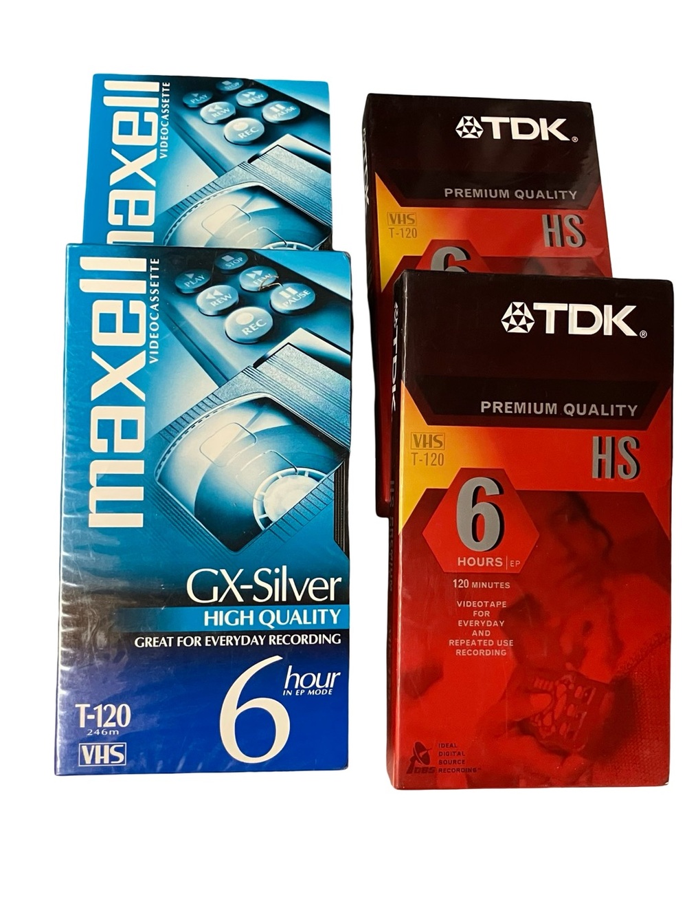 Maxell GX-Silver High Quality T-120 VHS PLUS TDK Superior Quality T-120 Lot of 4